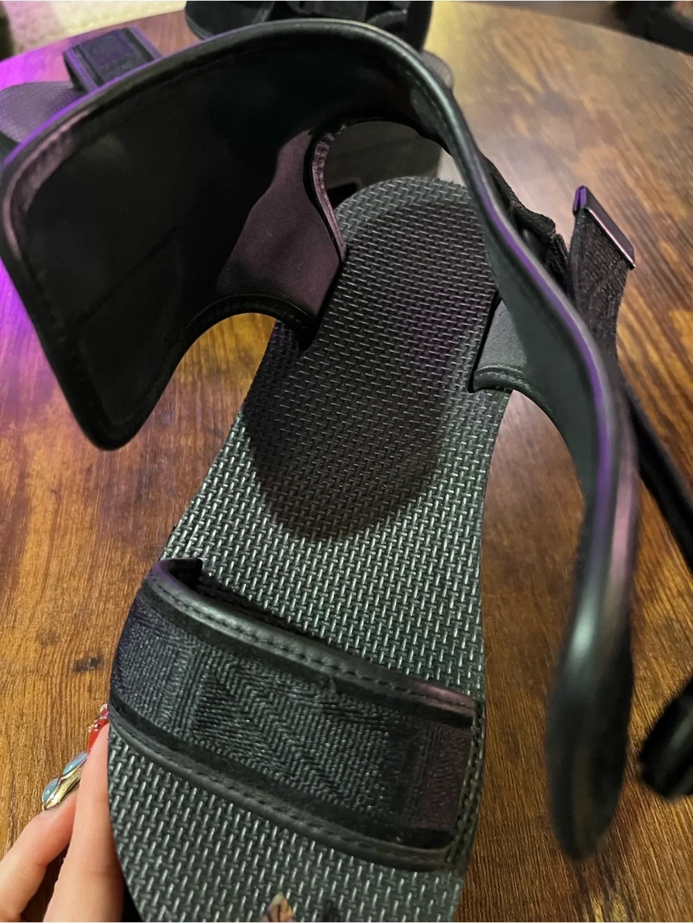 Teva Black Platform Strap Sandals with Adjustable Straps